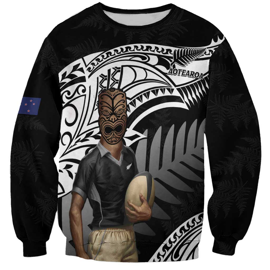 Custom New Zealand Silver Fern Rugby Sweatshirt 2024 Aotearoa Maori Mascot Go All Black - Vibe Hoodie Shop