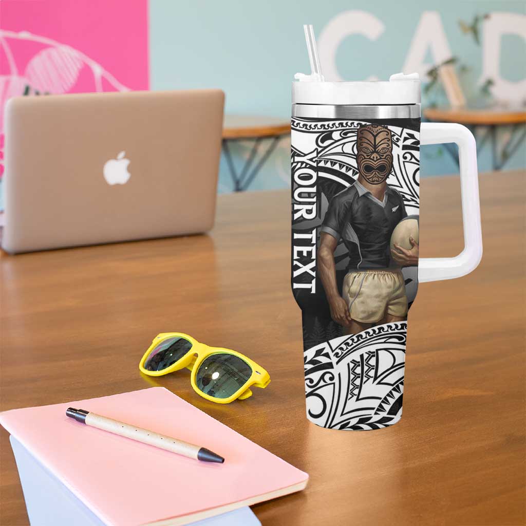 Custom New Zealand Silver Fern Rugby Tumbler With Handle 2024 Aotearoa Maori Mascot Go All Black