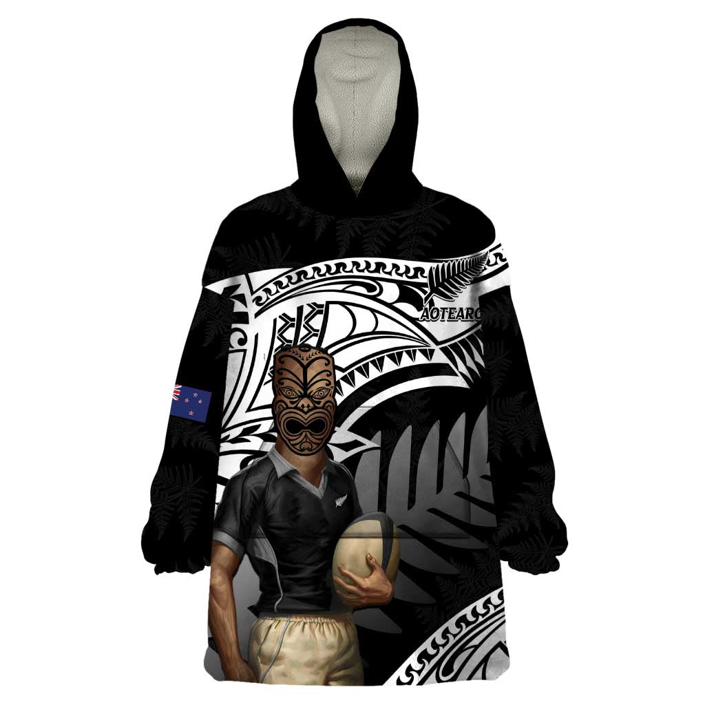 Custom New Zealand Silver Fern Rugby Wearable Blanket Hoodie 2024 Aotearoa Maori Mascot Go All Black - Vibe Hoodie Shop