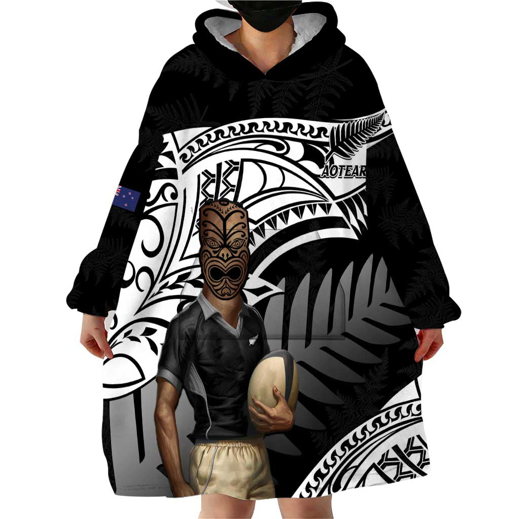 Custom New Zealand Silver Fern Rugby Wearable Blanket Hoodie 2024 Aotearoa Maori Mascot Go All Black - Vibe Hoodie Shop