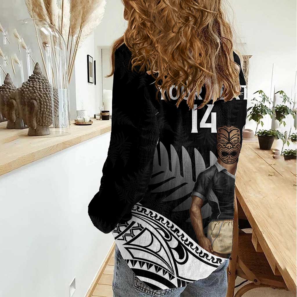 Custom New Zealand Silver Fern Rugby Women Casual Shirt 2024 Aotearoa Maori Mascot Go All Black - Vibe Hoodie Shop