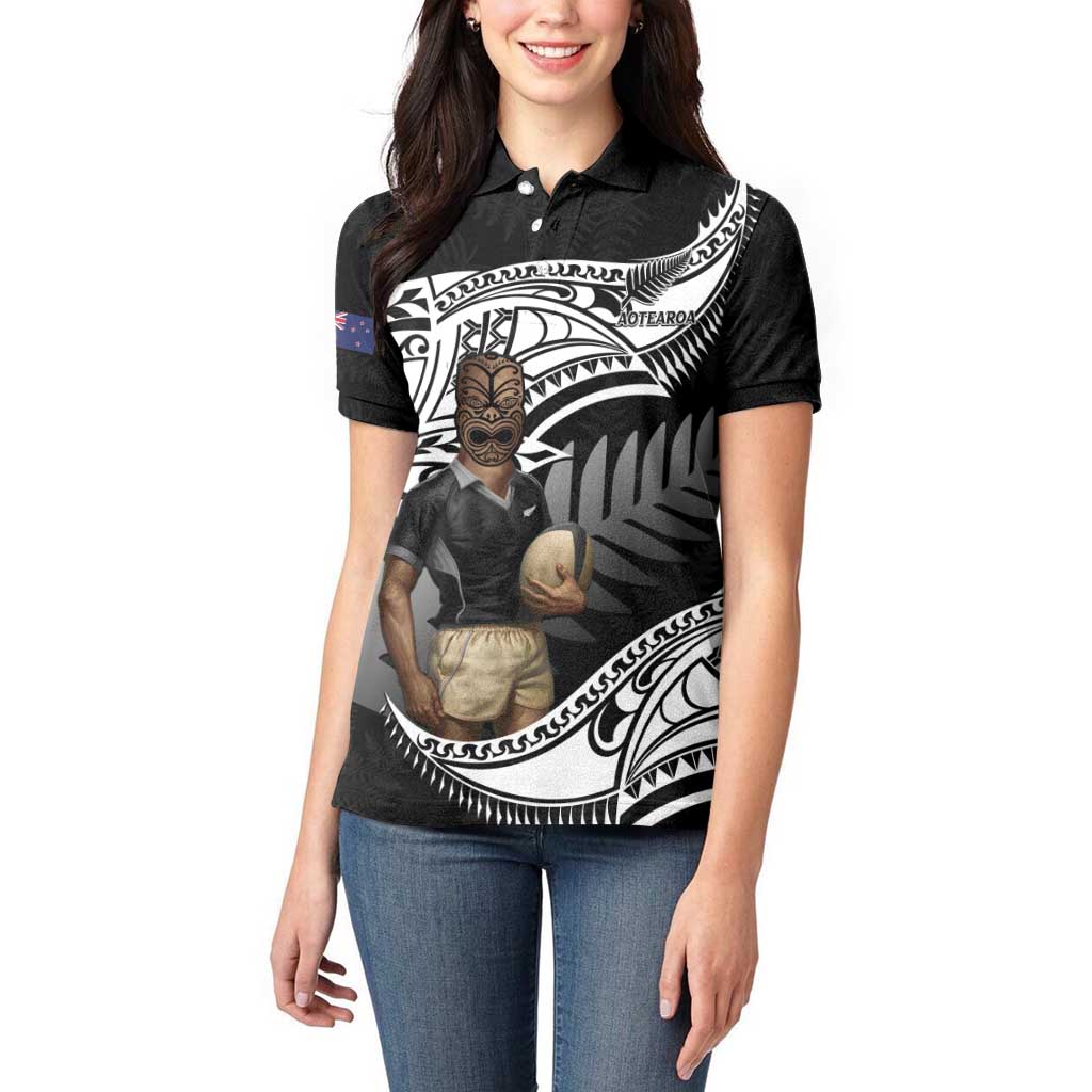Custom New Zealand Silver Fern Rugby Women Polo Shirt 2024 Aotearoa Maori Mascot Go All Black - Vibe Hoodie Shop
