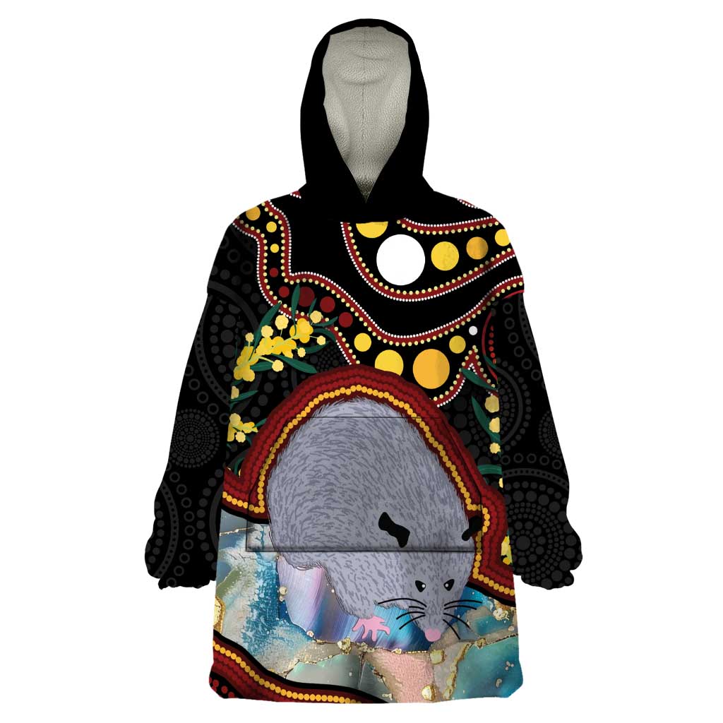 Australia Possum Wearable Blanket Hoodie Aboriginal Art Mix Aussie Opal - Vibe Hoodie Shop