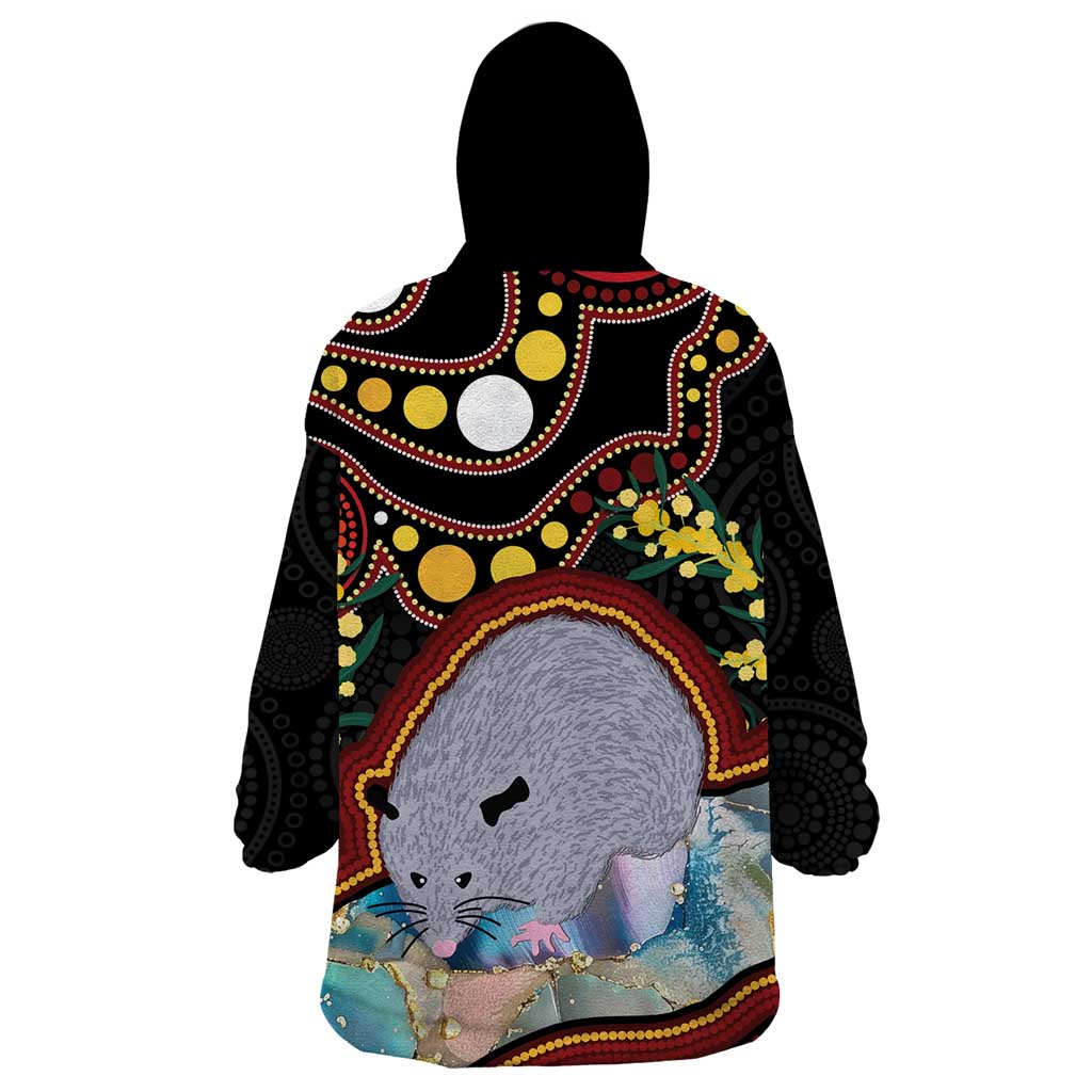 Australia Possum Wearable Blanket Hoodie Aboriginal Art Mix Aussie Opal - Vibe Hoodie Shop