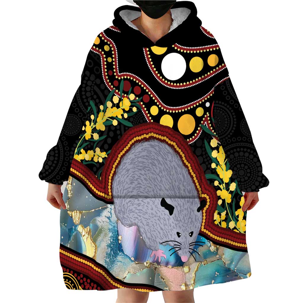 Australia Possum Wearable Blanket Hoodie Aboriginal Art Mix Aussie Opal - Vibe Hoodie Shop