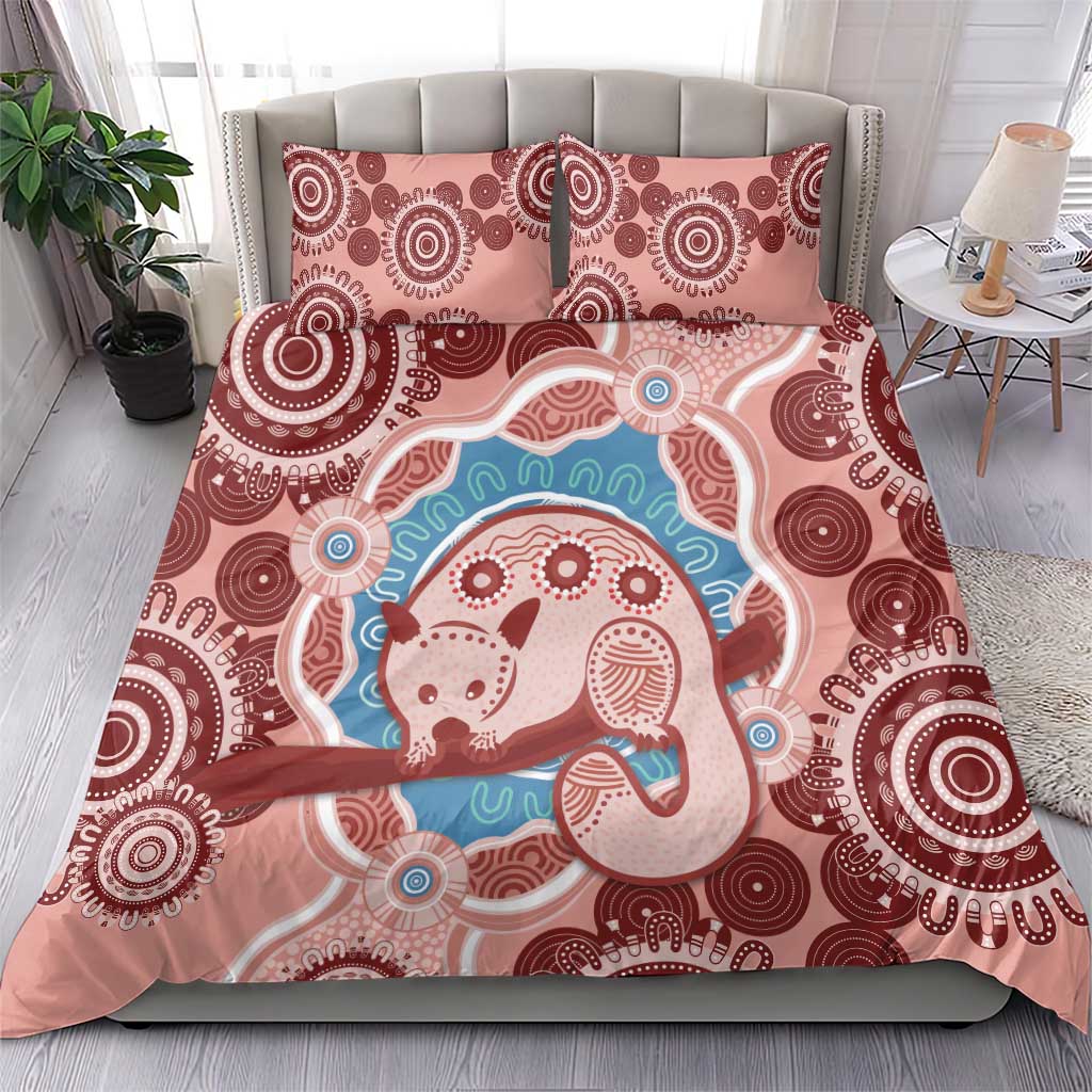 Blush Pink Australia Possum Bedding Set Indigenous Art - Vibe Hoodie Shop