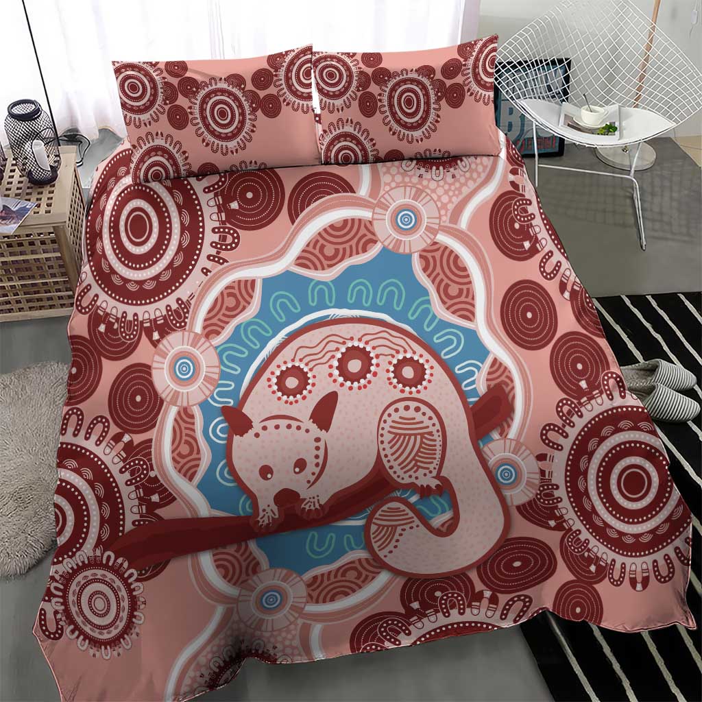 Blush Pink Australia Possum Bedding Set Indigenous Art - Vibe Hoodie Shop