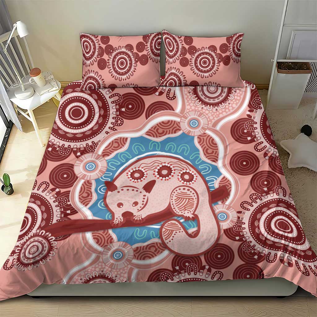 Blush Pink Australia Possum Bedding Set Indigenous Art - Vibe Hoodie Shop