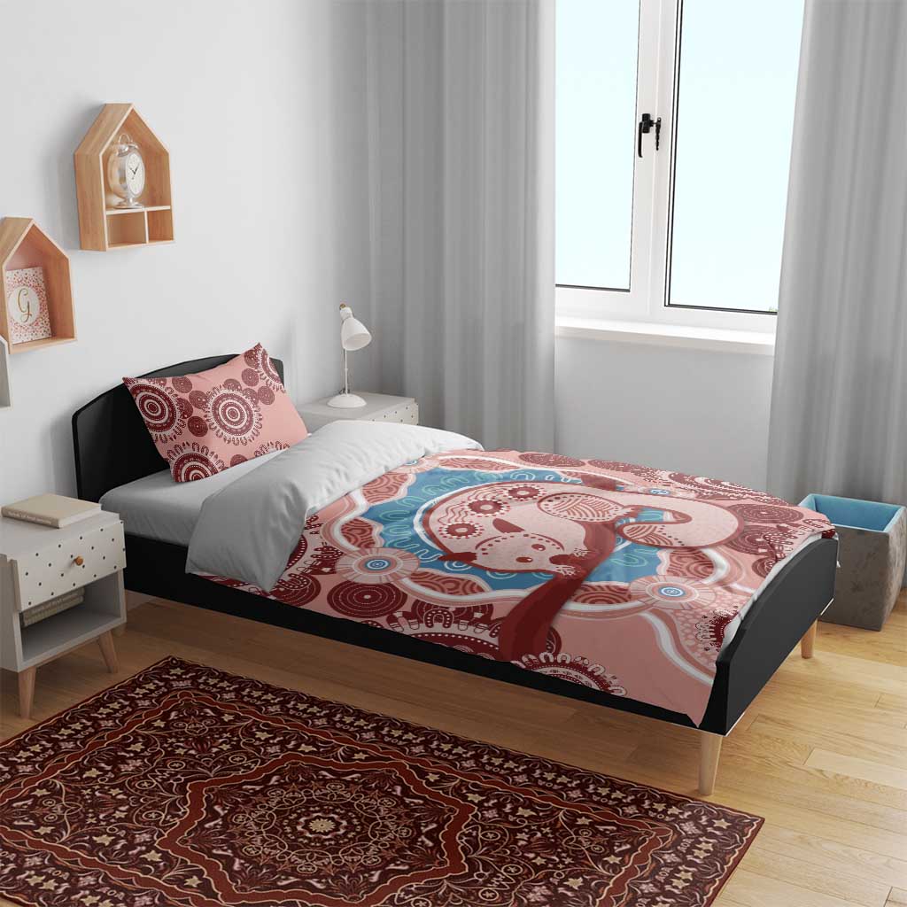 Blush Pink Australia Possum Bedding Set Indigenous Art - Vibe Hoodie Shop