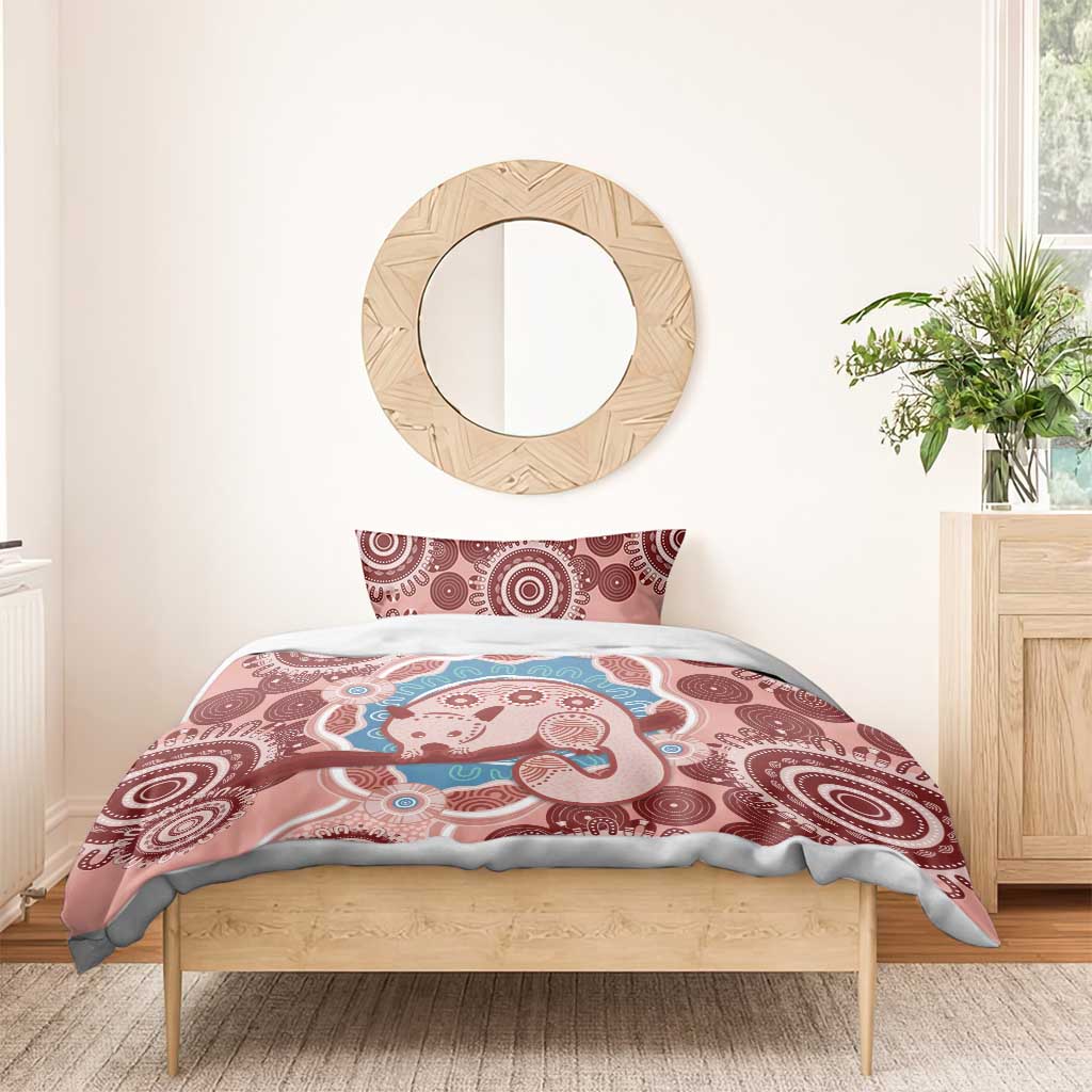 Blush Pink Australia Possum Bedding Set Indigenous Art - Vibe Hoodie Shop