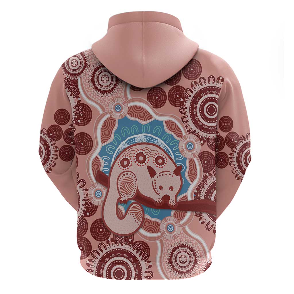 Blush Pink Australia Possum Hoodie Indigenous Art - Vibe Hoodie Shop