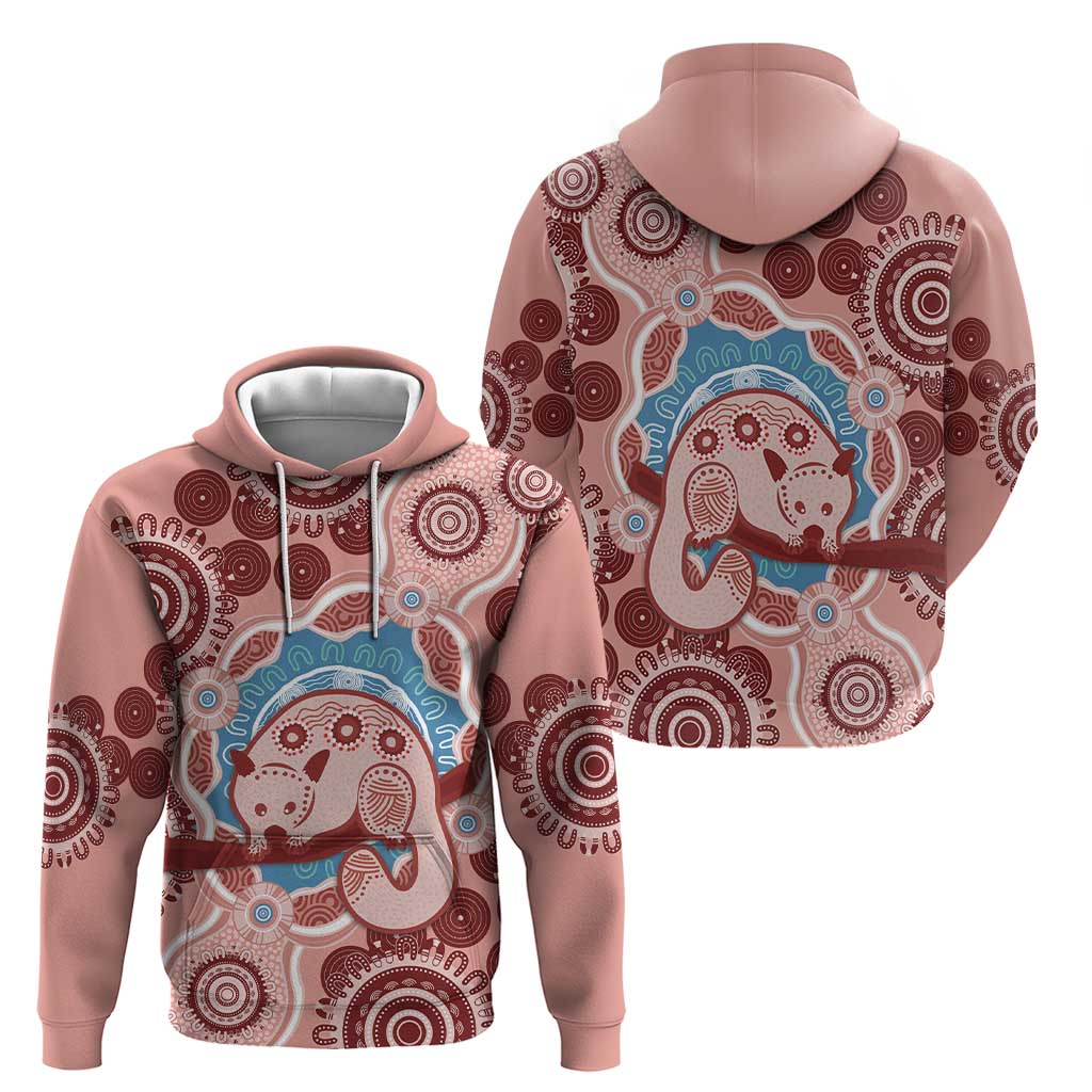 Blush Pink Australia Possum Hoodie Indigenous Art - Vibe Hoodie Shop