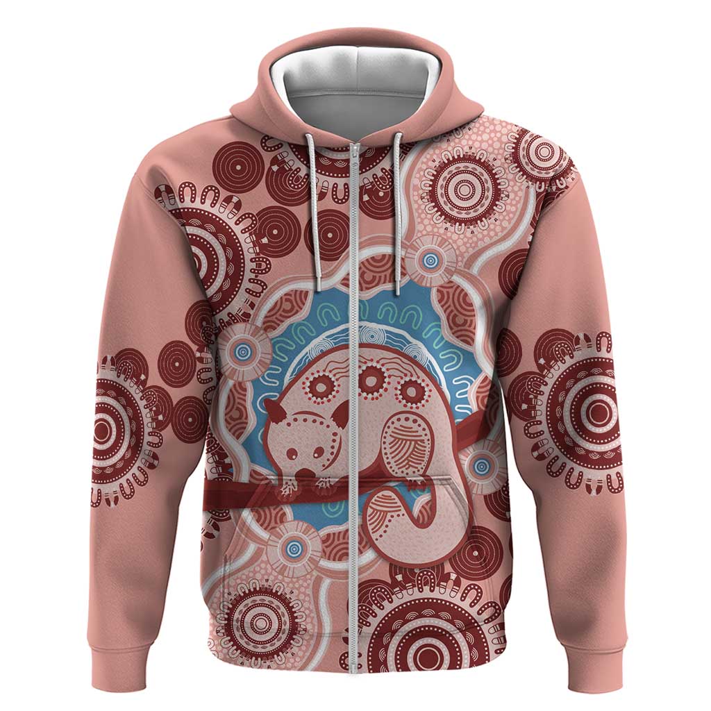 Blush Pink Australia Possum Hoodie Indigenous Art - Vibe Hoodie Shop