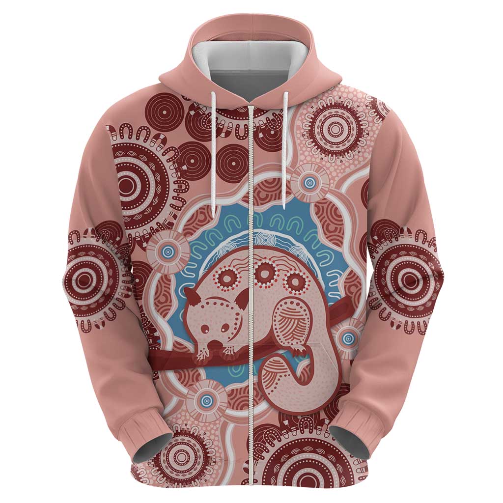 Blush Pink Australia Possum Hoodie Indigenous Art - Vibe Hoodie Shop