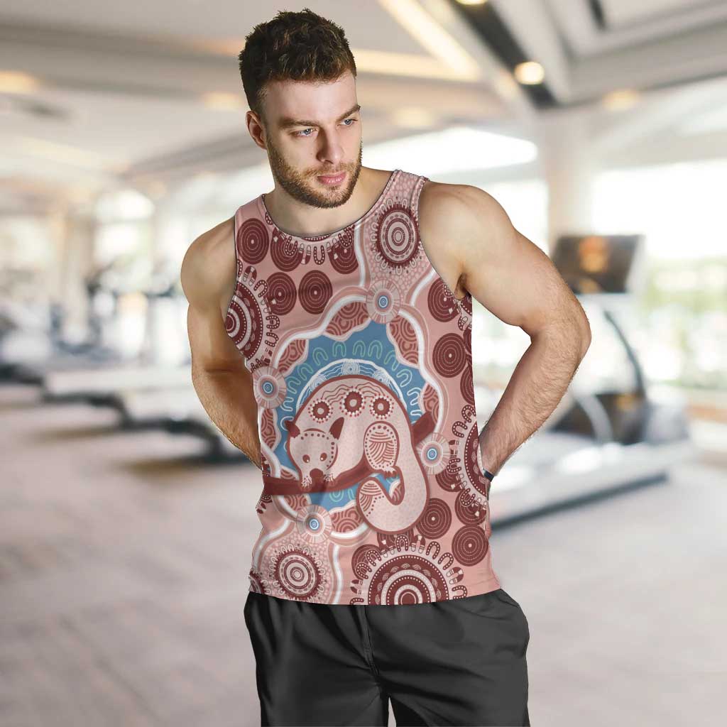 Blush Pink Australia Possum Men Tank Top Indigenous Art - Vibe Hoodie Shop