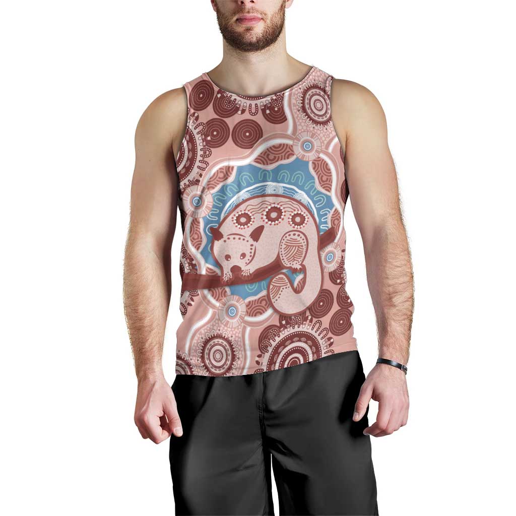 Blush Pink Australia Possum Men Tank Top Indigenous Art - Vibe Hoodie Shop