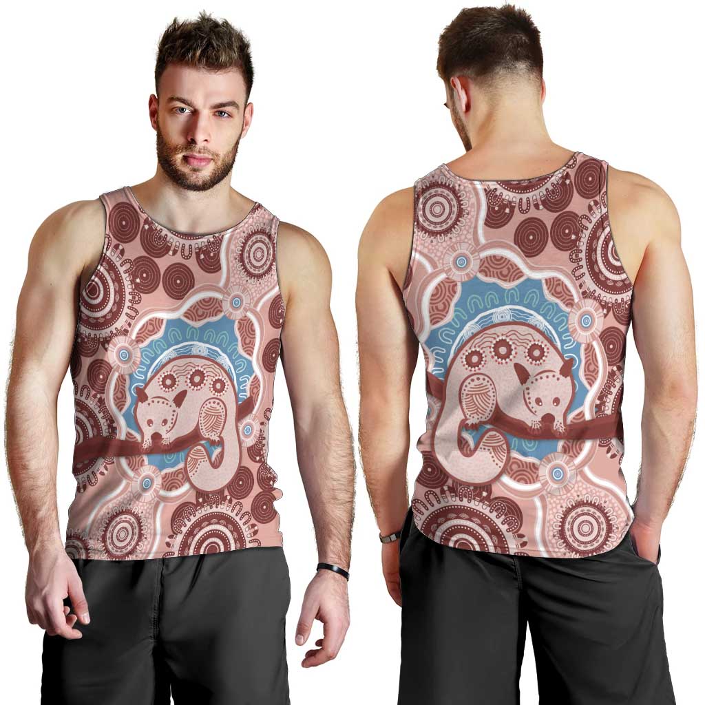 Blush Pink Australia Possum Men Tank Top Indigenous Art - Vibe Hoodie Shop