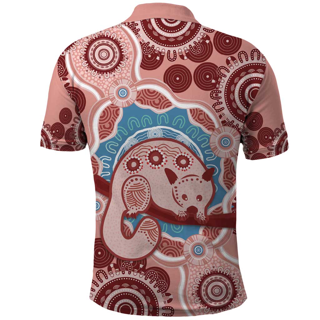 Blush Pink Australia Possum Polo Shirt Indigenous Art - Vibe Hoodie Shop