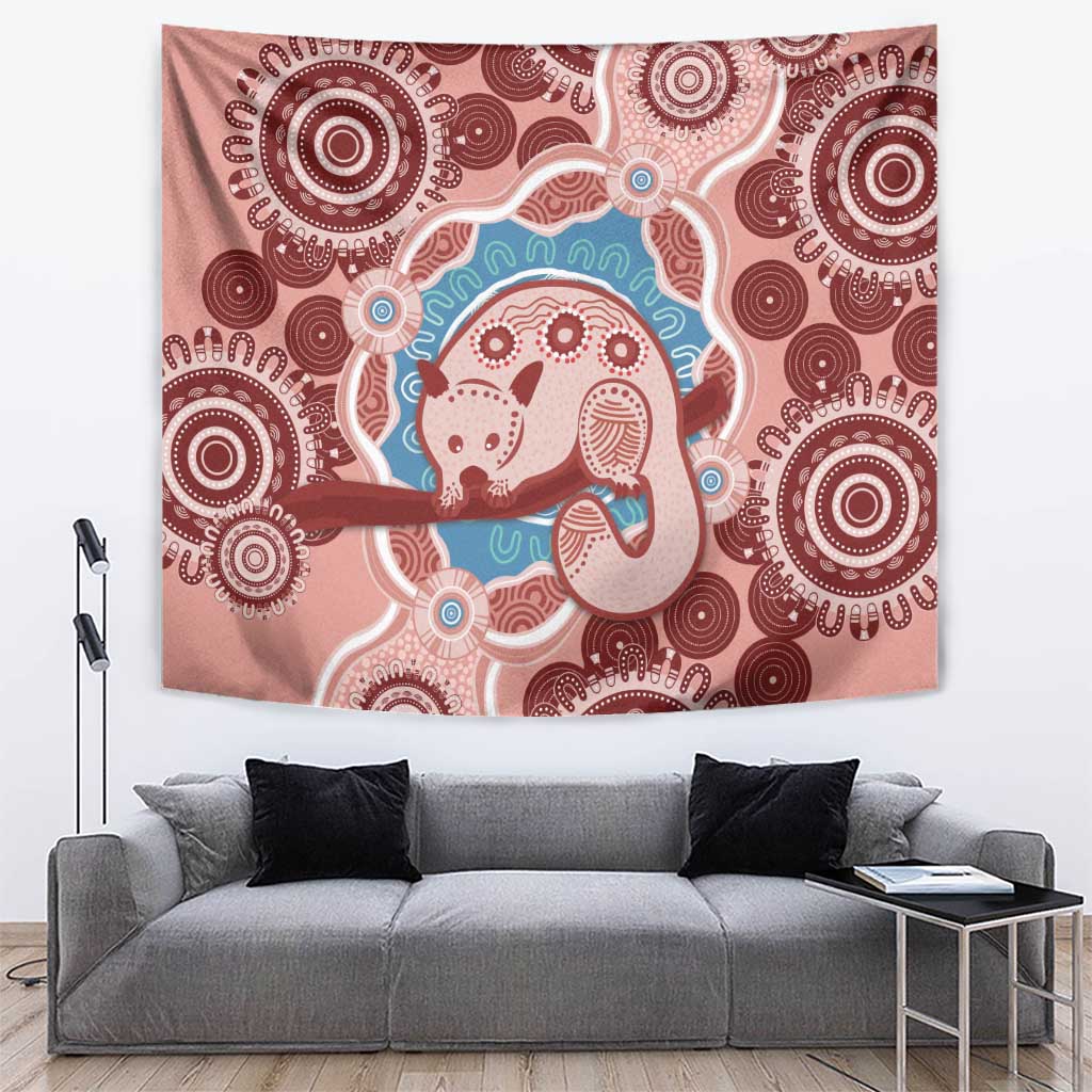 Blush Pink Australia Possum Tapestry Indigenous Art - Vibe Hoodie Shop