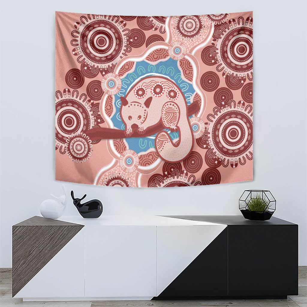 Blush Pink Australia Possum Tapestry Indigenous Art - Vibe Hoodie Shop