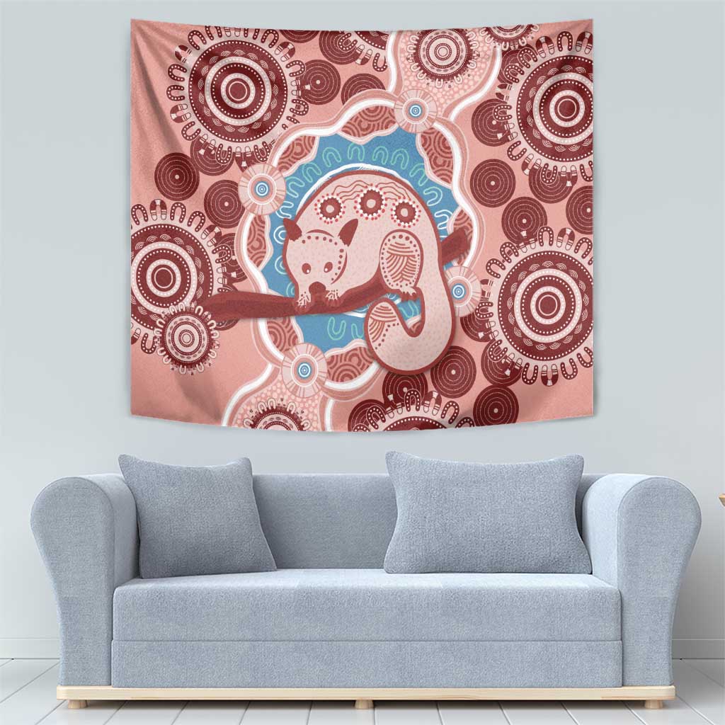 Blush Pink Australia Possum Tapestry Indigenous Art - Vibe Hoodie Shop