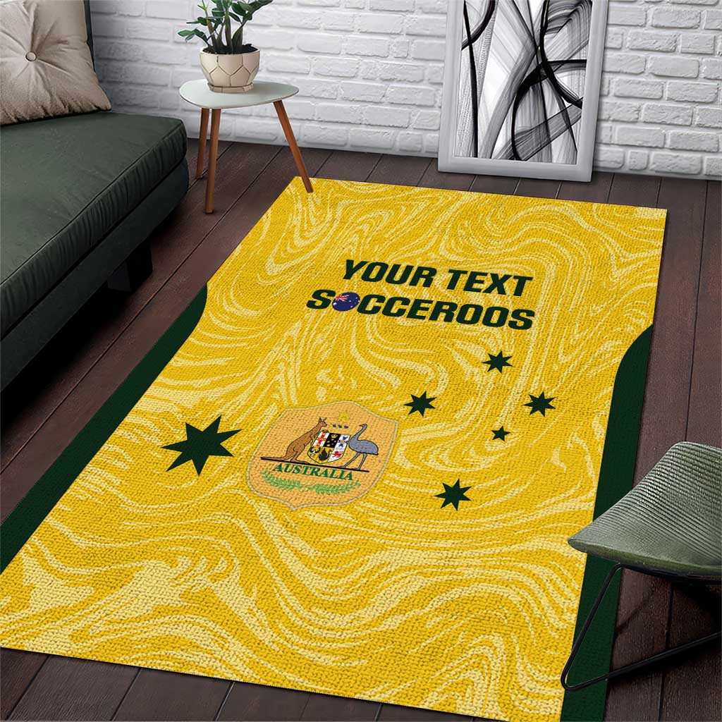 Custom Australia Socceroos Area Rug Go Aussie Marble Pattern Sporty Style - Vibe Hoodie Shop