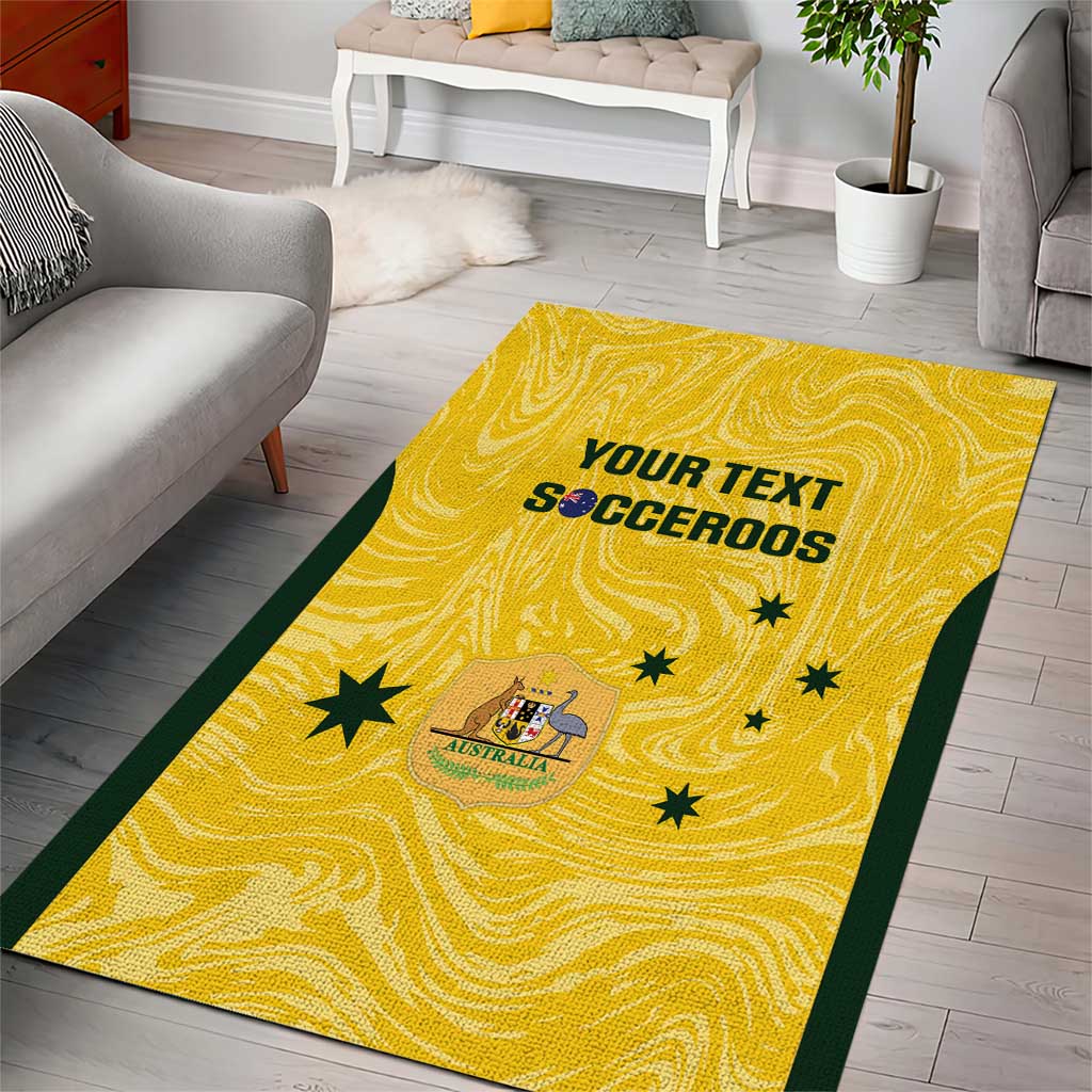 Custom Australia Socceroos Area Rug Go Aussie Marble Pattern Sporty Style - Vibe Hoodie Shop