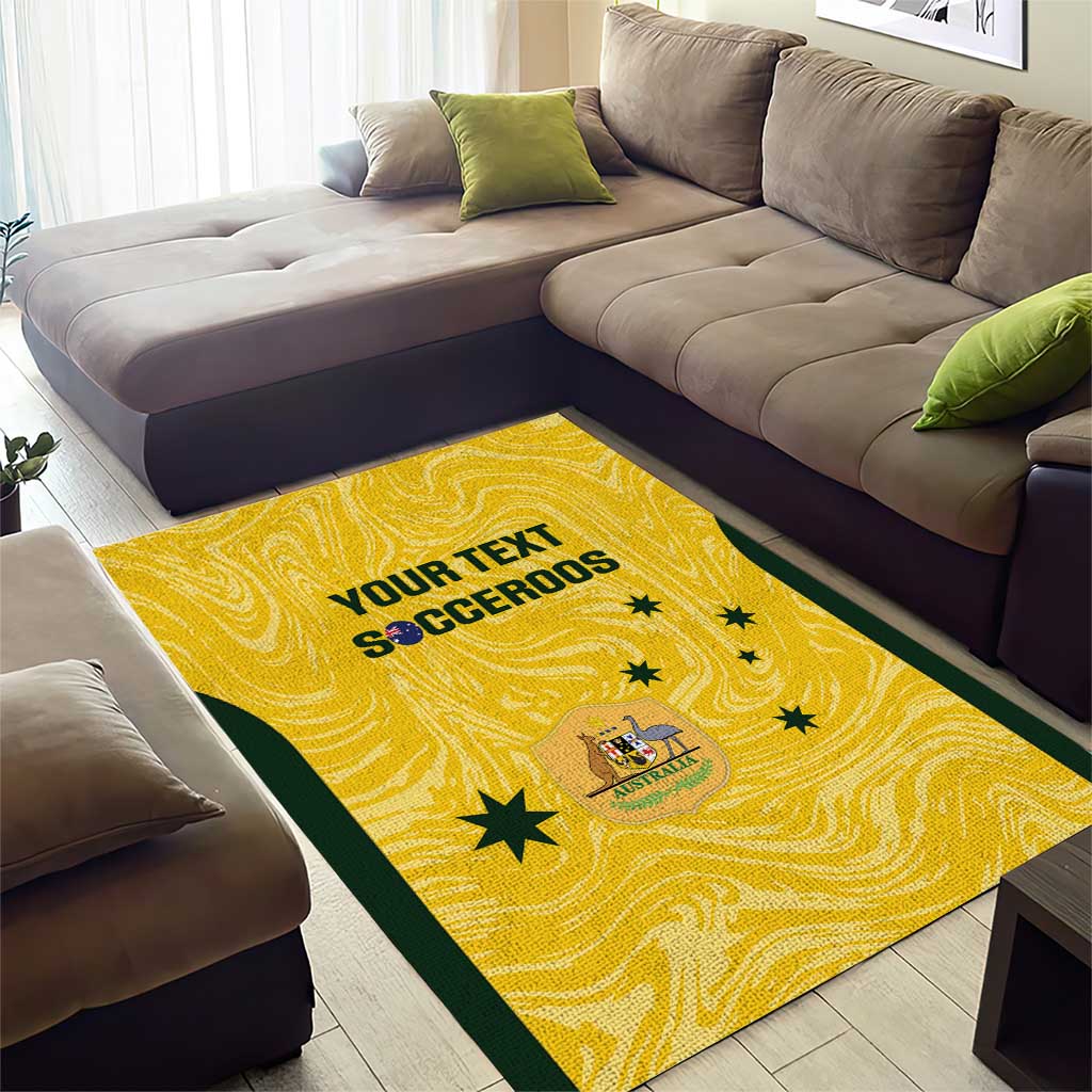 Custom Australia Socceroos Area Rug Go Aussie Marble Pattern Sporty Style - Vibe Hoodie Shop