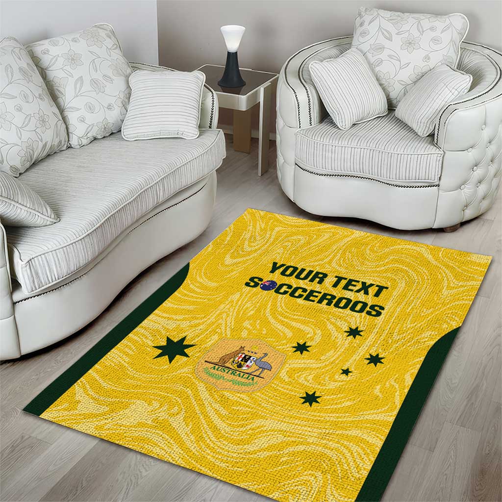 Custom Australia Socceroos Area Rug Go Aussie Marble Pattern Sporty Style - Vibe Hoodie Shop