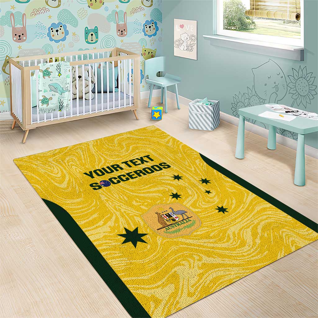 Custom Australia Socceroos Area Rug Go Aussie Marble Pattern Sporty Style - Vibe Hoodie Shop