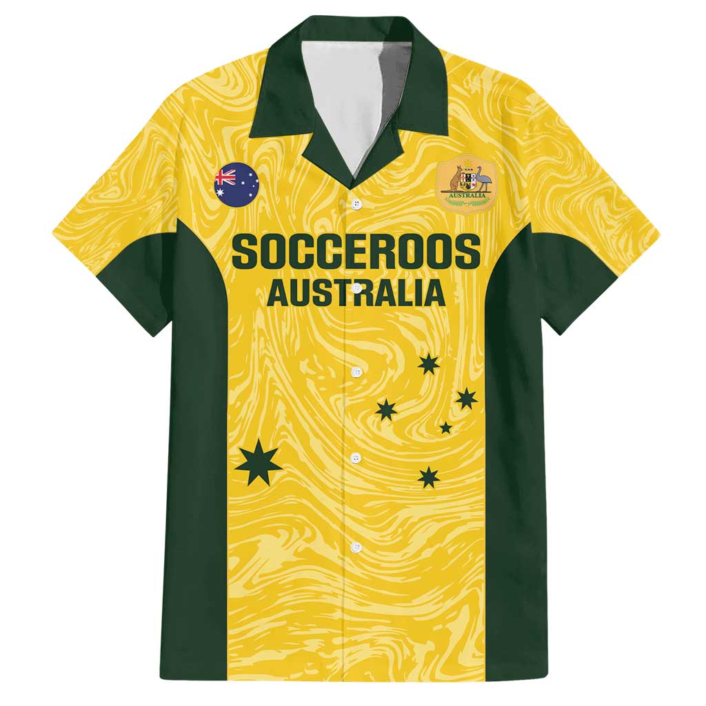 Custom Australia Socceroos Hawaiian Shirt Go Aussie Marble Pattern Sporty Style - Vibe Hoodie Shop