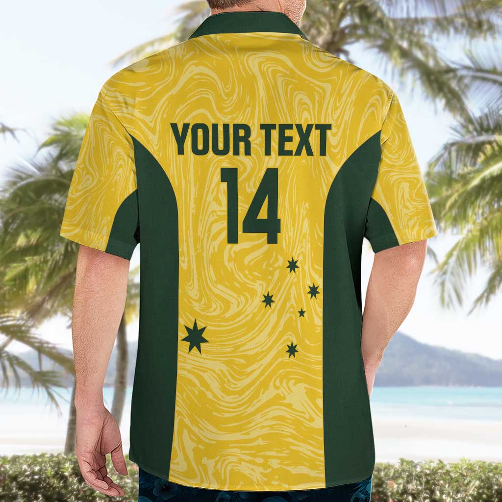 Custom Australia Socceroos Hawaiian Shirt Go Aussie Marble Pattern Sporty Style - Vibe Hoodie Shop