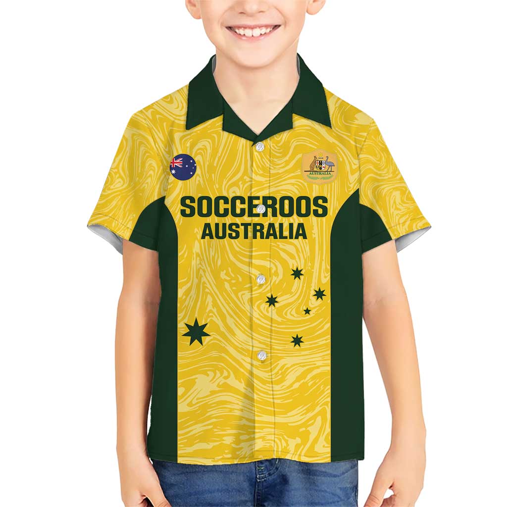 Custom Australia Socceroos Hawaiian Shirt Go Aussie Marble Pattern Sporty Style - Vibe Hoodie Shop