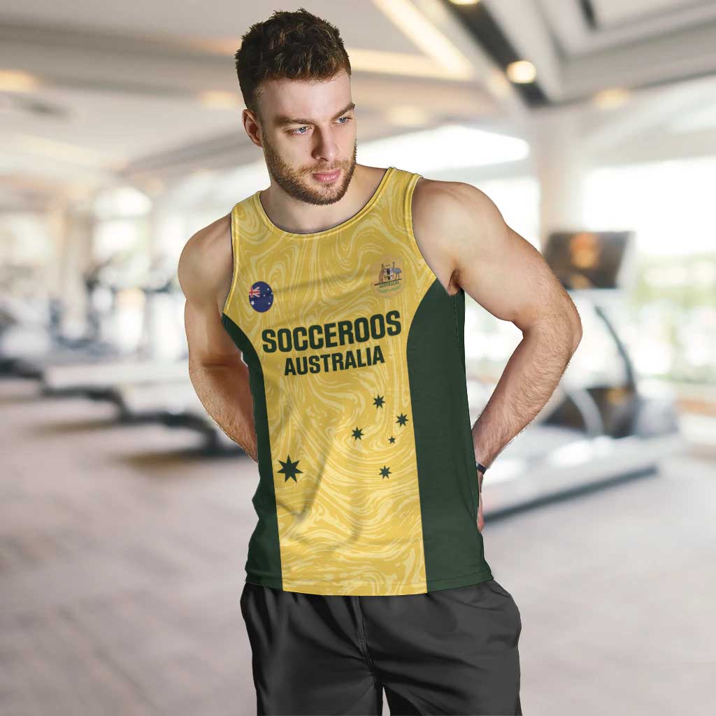 Custom Australia Socceroos Men Tank Top Go Aussie Marble Pattern Sporty Style - Vibe Hoodie Shop