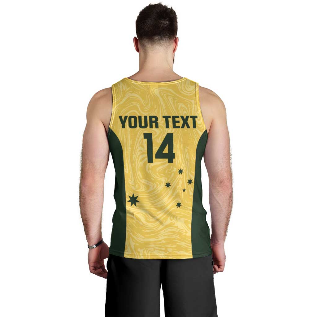 Custom Australia Socceroos Men Tank Top Go Aussie Marble Pattern Sporty Style - Vibe Hoodie Shop