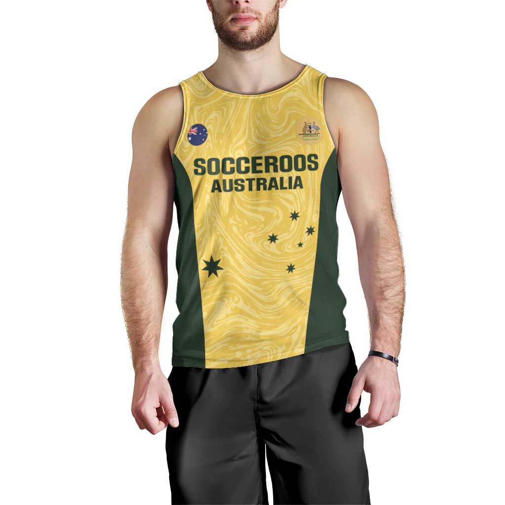 Custom Australia Socceroos Men Tank Top Go Aussie Marble Pattern Sporty Style - Vibe Hoodie Shop