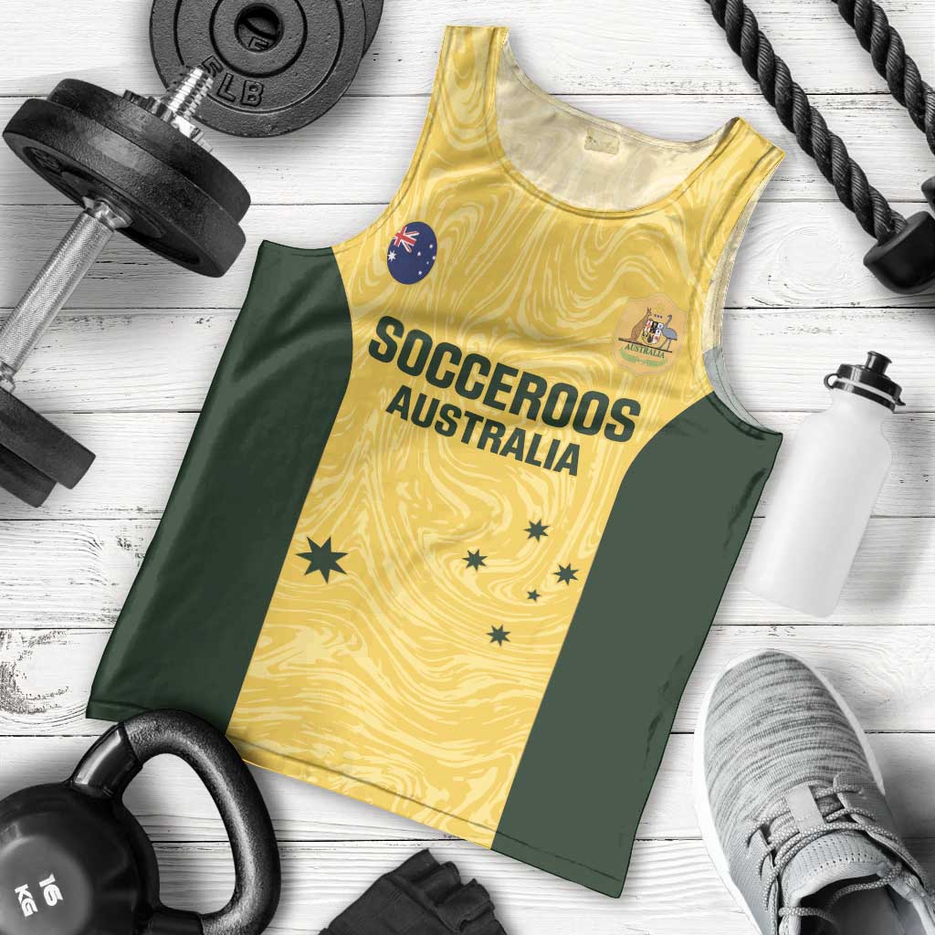 Custom Australia Socceroos Men Tank Top Go Aussie Marble Pattern Sporty Style - Vibe Hoodie Shop