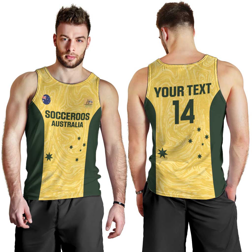 Custom Australia Socceroos Men Tank Top Go Aussie Marble Pattern Sporty Style - Vibe Hoodie Shop