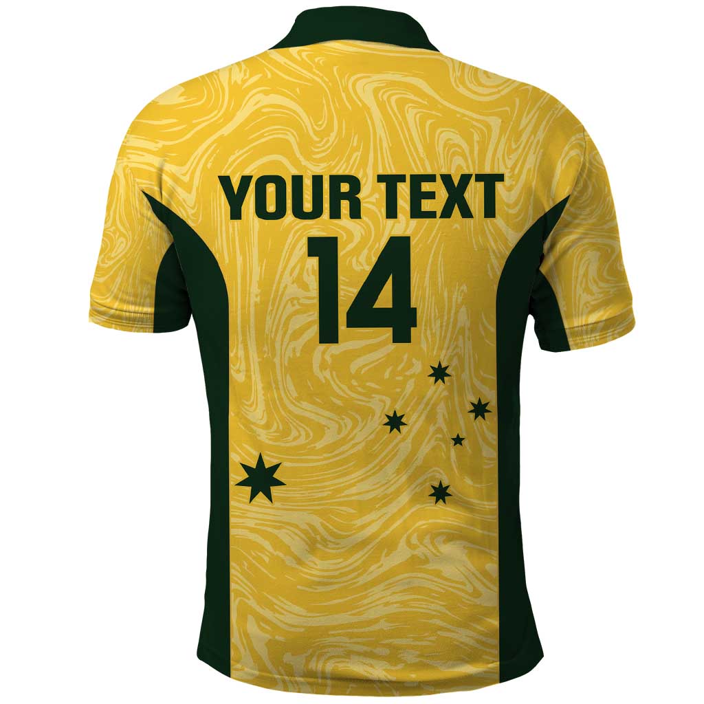 Custom Australia Socceroos Polo Shirt Go Aussie Marble Pattern Sporty Style - Vibe Hoodie Shop