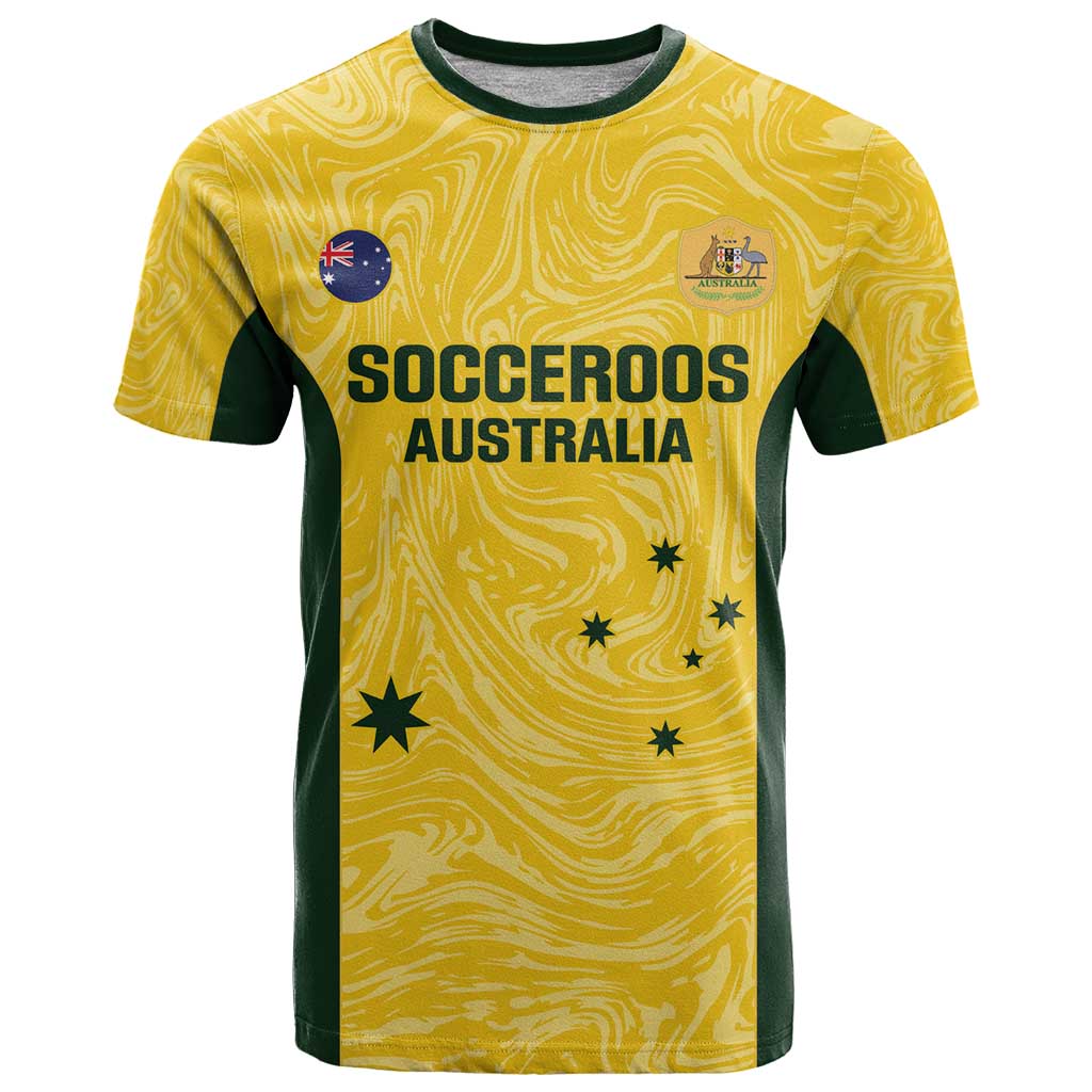 Custom Australia Socceroos T Shirt Go Aussie Marble Pattern Sporty Style - Vibe Hoodie Shop