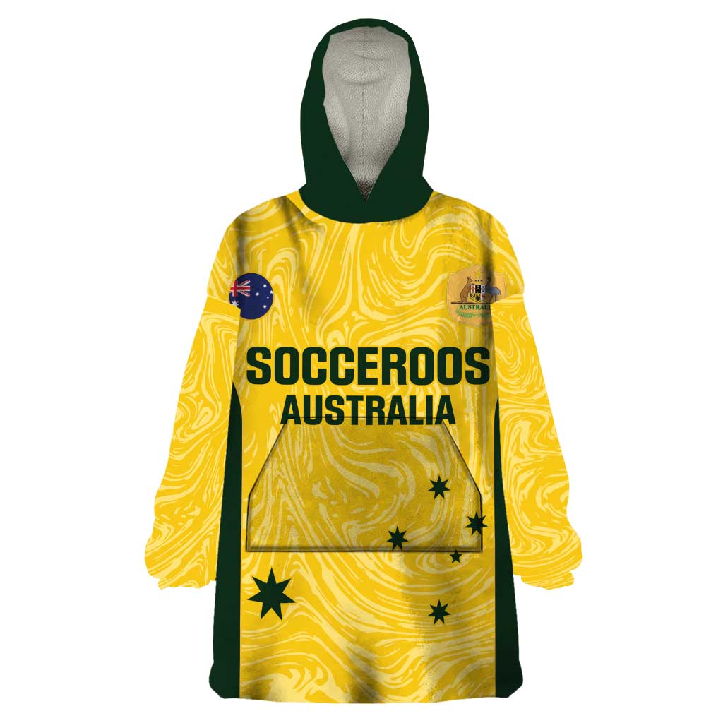 Custom Australia Socceroos Wearable Blanket Hoodie Go Aussie Marble Pattern Sporty Style - Vibe Hoodie Shop