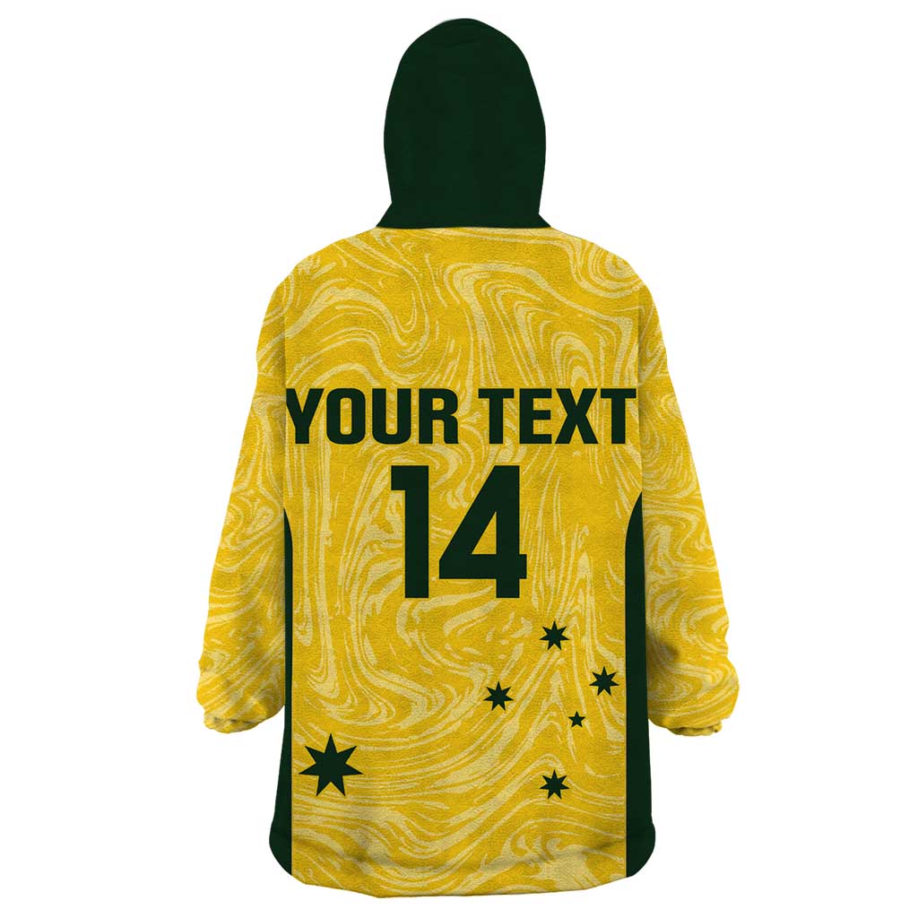 Custom Australia Socceroos Wearable Blanket Hoodie Go Aussie Marble Pattern Sporty Style - Vibe Hoodie Shop