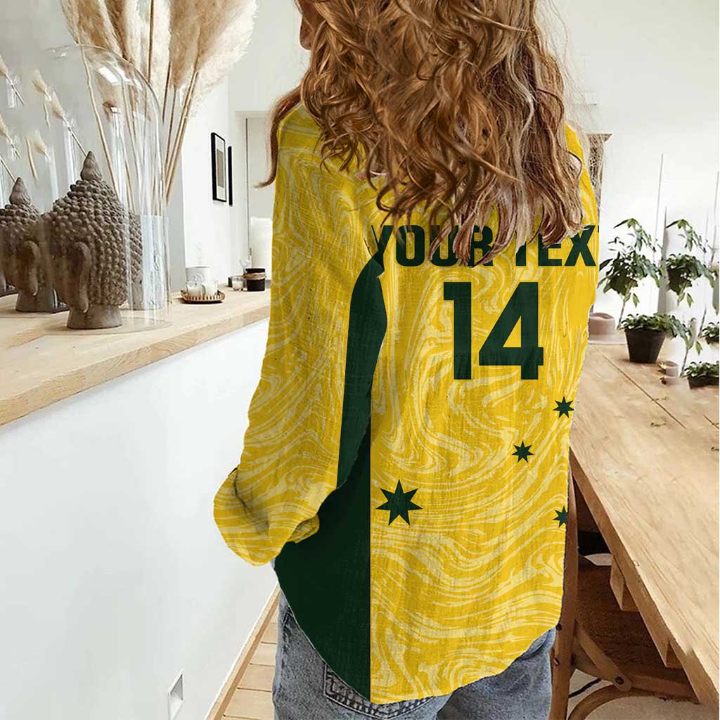 Custom Australia Socceroos Women Casual Shirt Go Aussie Marble Pattern Sporty Style - Vibe Hoodie Shop