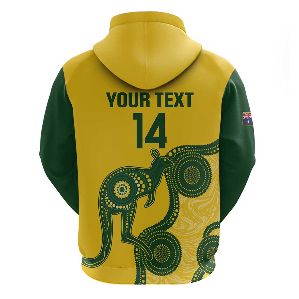 Custom Australia Soccer Hoodie Go Socceroos Kangaroo With Indigenous Art - Vibe Hoodie Shop