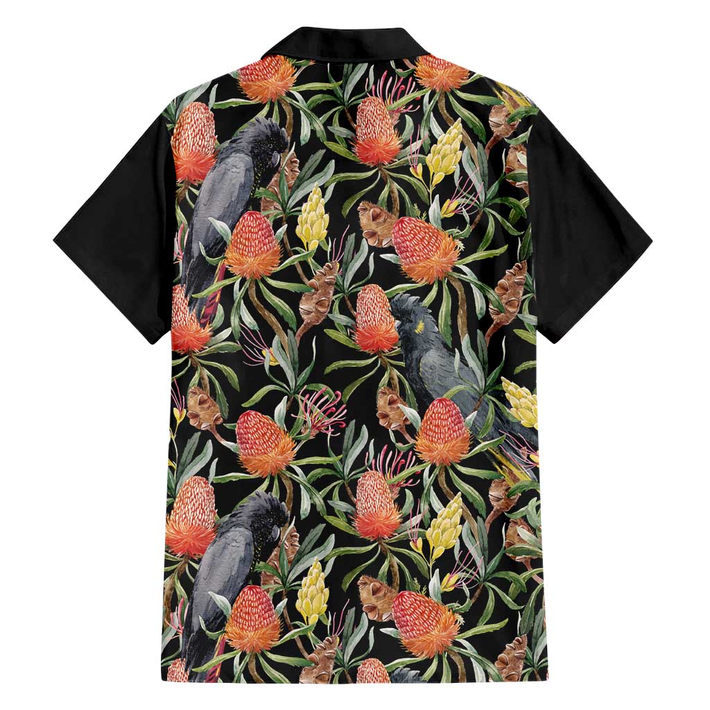 Australia Black Cockatoo And Banksia Flowers Hawaiian Shirt - Vibe Hoodie Shop