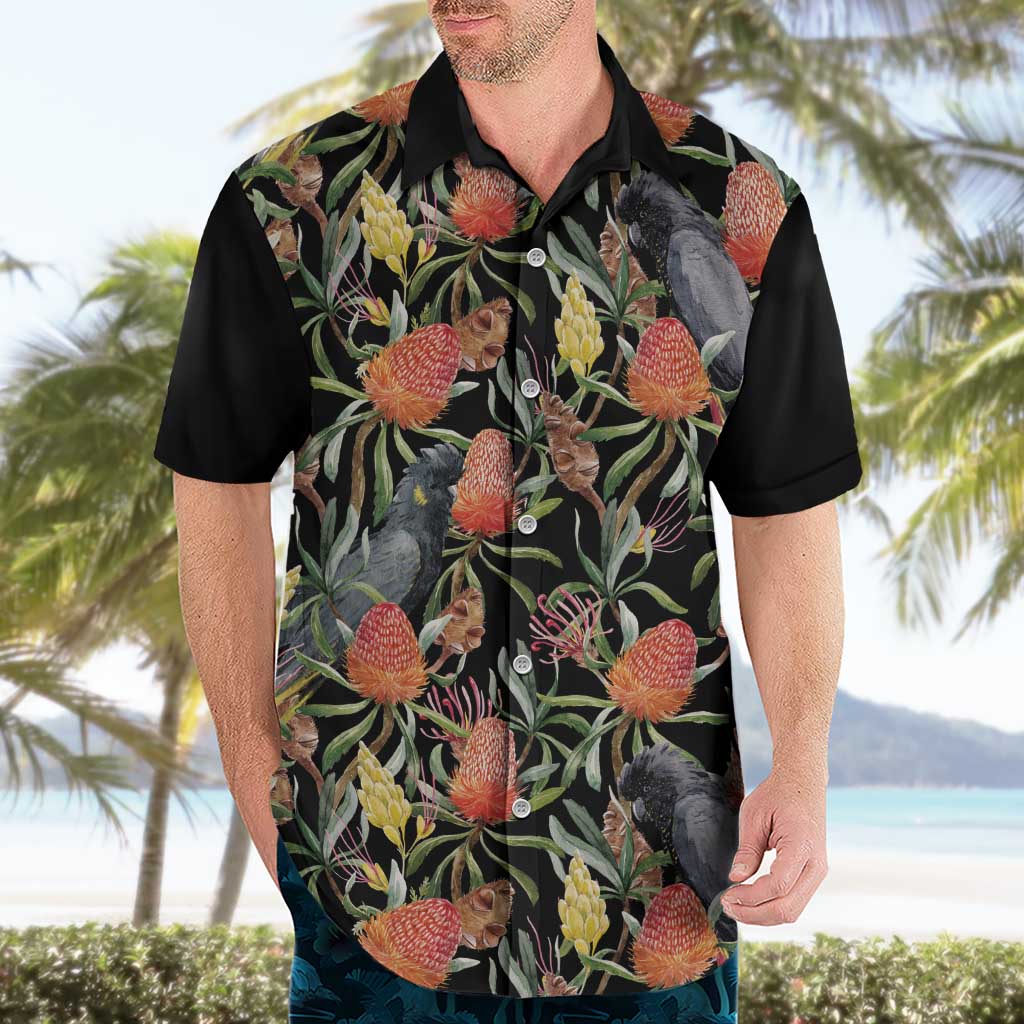 Australia Black Cockatoo And Banksia Flowers Hawaiian Shirt - Vibe Hoodie Shop