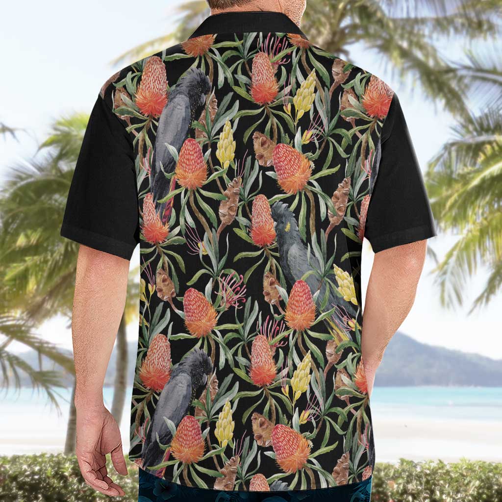 Australia Black Cockatoo And Banksia Flowers Hawaiian Shirt - Vibe Hoodie Shop