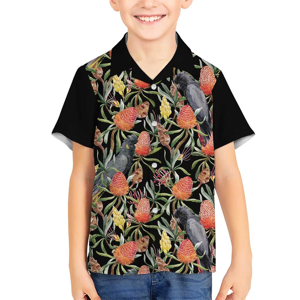 Australia Black Cockatoo And Banksia Flowers Hawaiian Shirt - Vibe Hoodie Shop