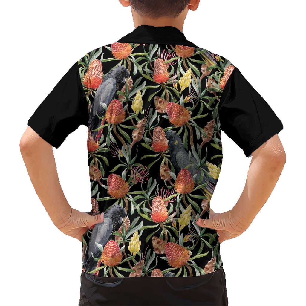 Australia Black Cockatoo And Banksia Flowers Hawaiian Shirt - Vibe Hoodie Shop