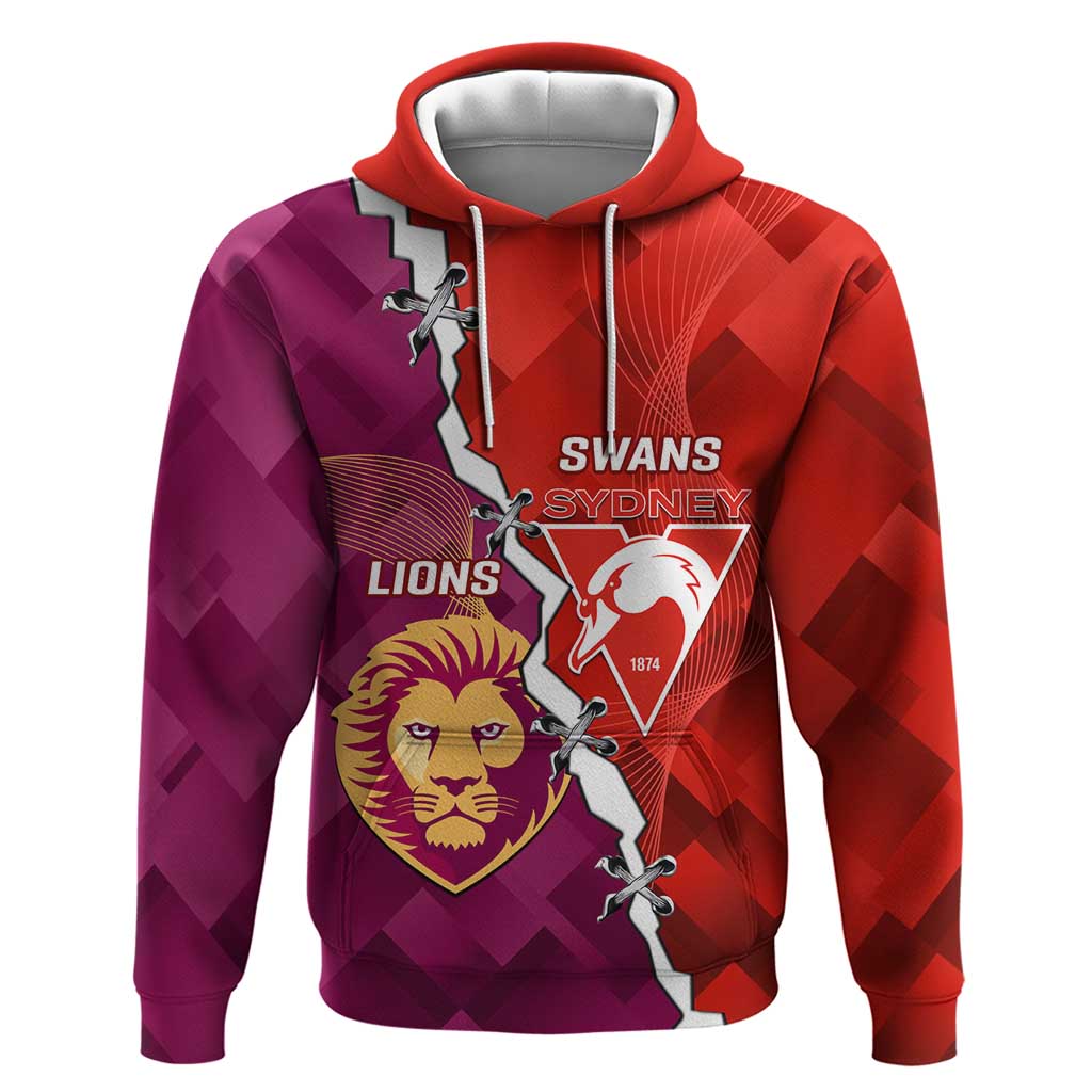 Custom Swans And Lions Football Hoodie 2024 Go Champions Final Dynamic Version - Vibe Hoodie Shop